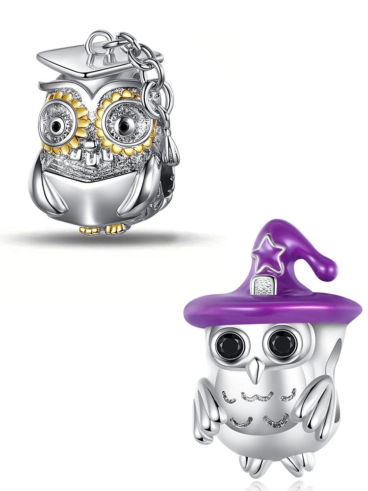 Шарм-бусины Шармы Серебро Милая Сова Подарок на Выпускной Медь Покрытая Идеально Для Шарм-бусин Шармы Медь Покрытая Аутентичные Браслеты для Изготовления Украшений