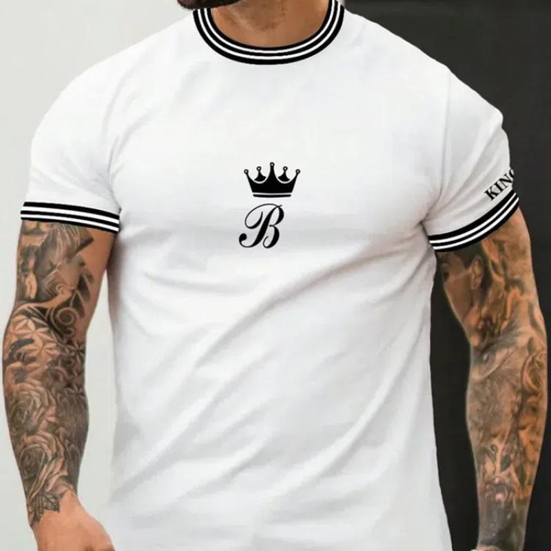 Лето 2024, повседневная модная мужская футболка в городском уличном стиле, свободный и удобный мужской топ с короткими рукавами для бега, лето 2024