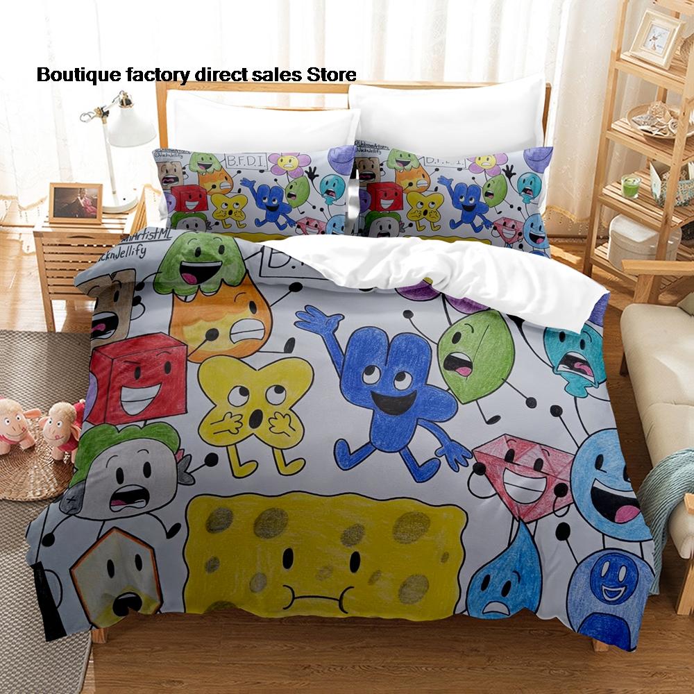 3PCS Battle for Dream Island Print Duvet Cover All Sizes for Fans Bedroom BFDI W.O.A.H. Bunch Bedding Set