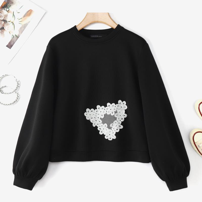 ZANZEA Women Casual Round Neck Long Sleeve Autumn Pullover Tops