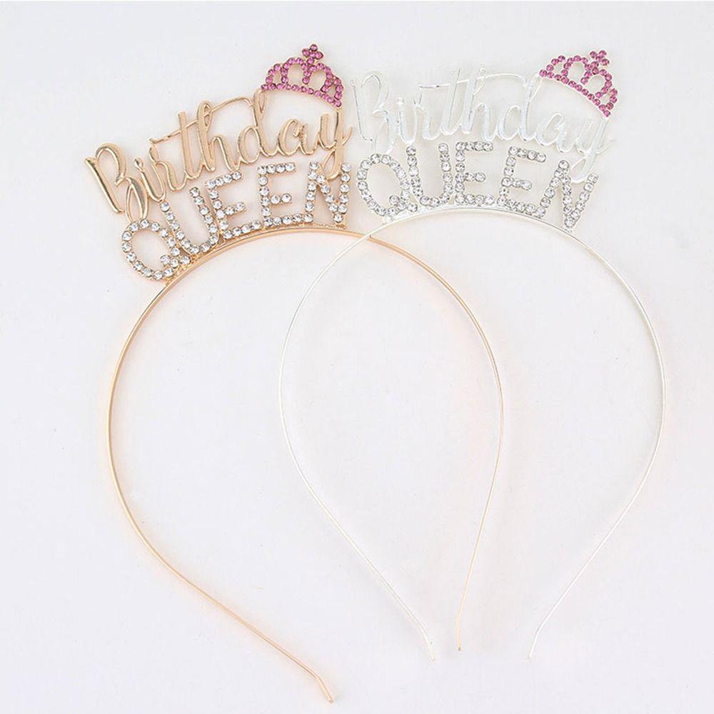 Gift Queen Tiara Zinc Zinc Alloy Birthday Queen Headband Crown Female Jewelry Birthday Hair Hoop