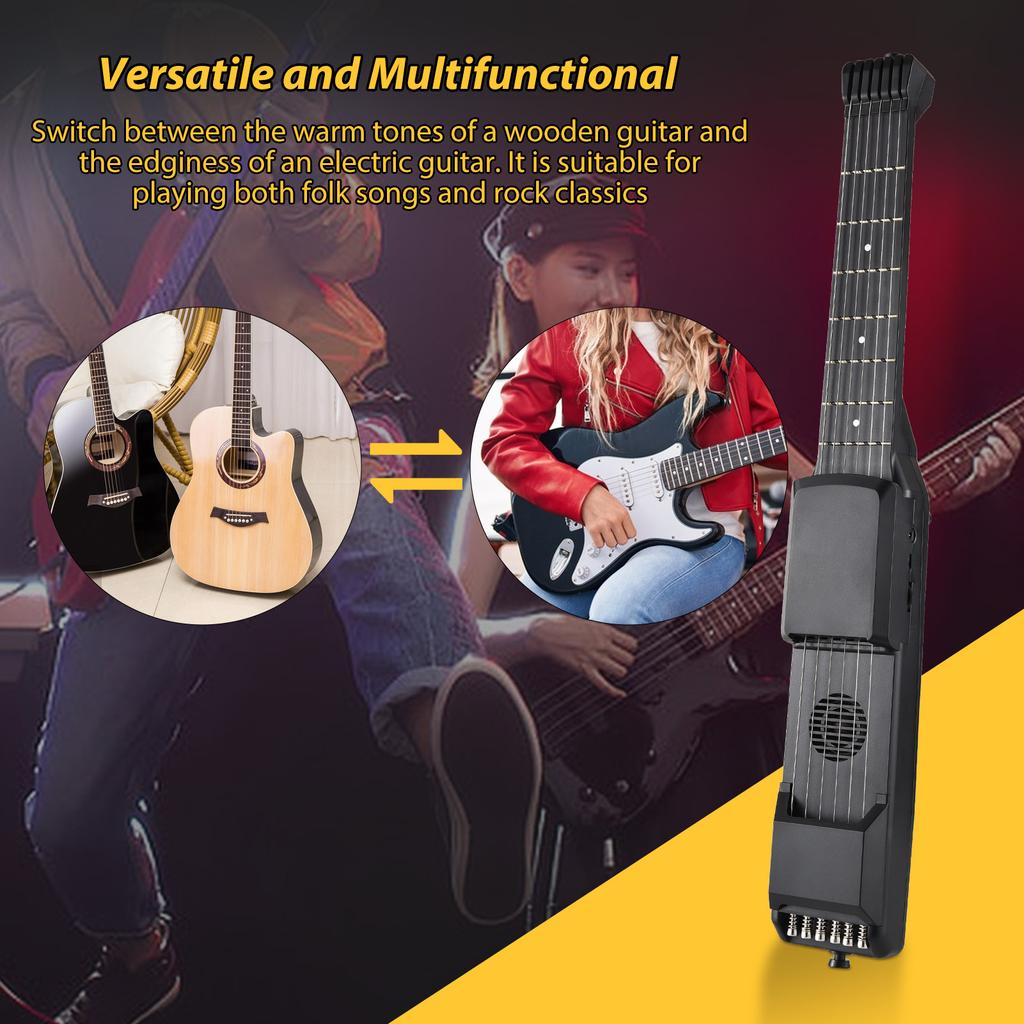 7 Frets Smart Electric Guitar Silent Practice Digital Tuner Metronome Function Pocket Portable Folk