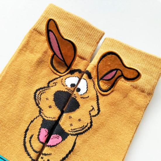 1 пара носков с изображением животных из мультфильмов, хлопковые носки средней длины, эластичные манжеты в рубчик, носки для походов, спорта, машинная стирка, сохраняющие тепло, нескользящие, повседневные чулки