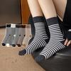 Cotton Short Socks Women's Black White Striped Breathable and Sweat Absorbent Fashion Sports Socks