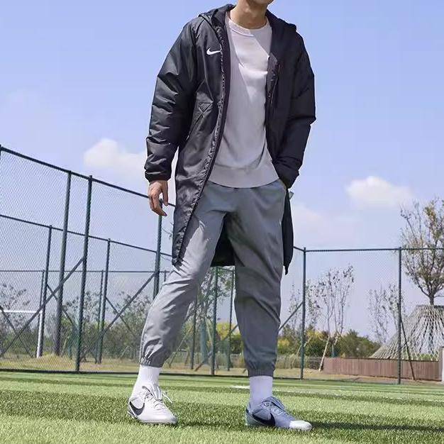 Nike Однотонная теплая хлопковая куртка средней длины с капюшоном, мужская верхняя одежда, темно-синяя CW6767-451