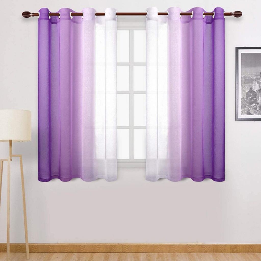 Faux Grommet Light Filtering Semi Sheer Gradient Window Curtain