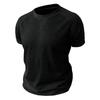 Men White Waffle Knit Crew Neck Short Sleeve T-Shirt Casual Solid Top