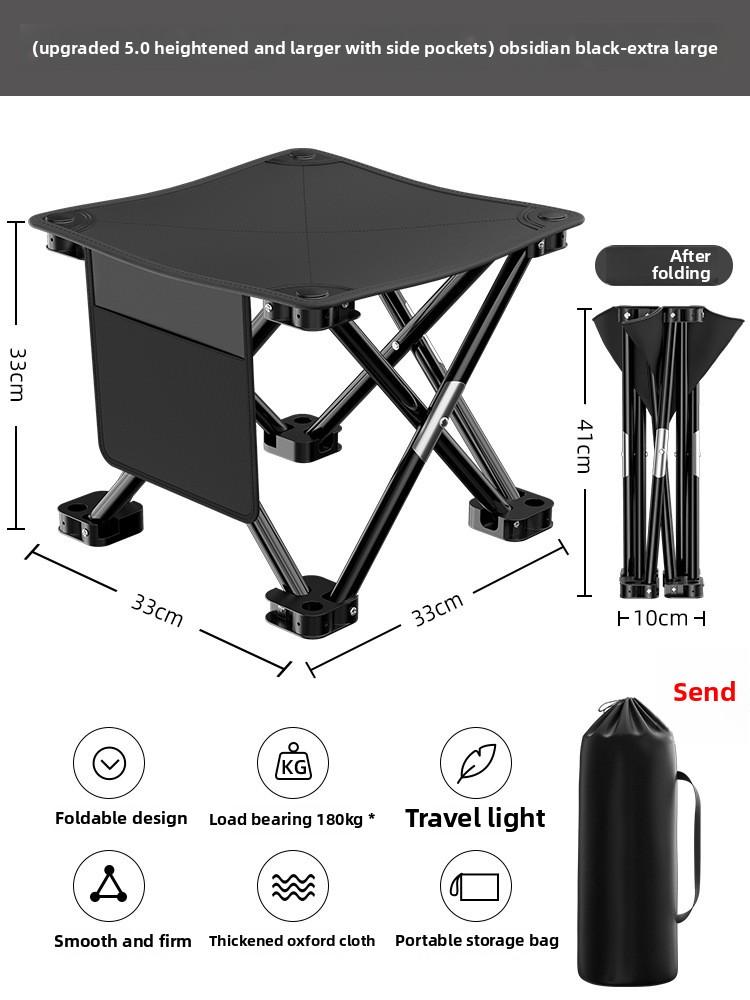Camping Chair Portable Folding Stool High Load Bearing Durable Small Chair Fishing Stool Camping Stool with Storage Bag