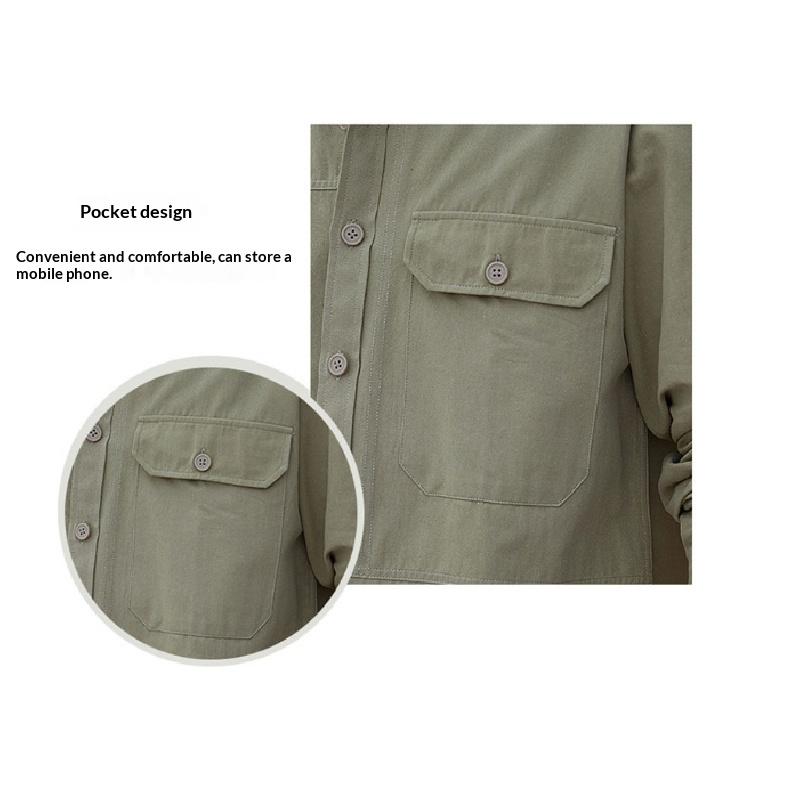 Men's pure cotton shirt, 2026 autumn new style, workwear long-sleeve casual Hong Kong style loose shirt jacket, versatile top