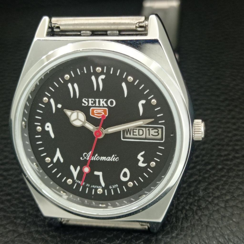 ВИНТАЖНЫЕ ОТРЕМОНТИРОВАННЫЕ МУЖСКИЕ ЧАСЫ SEIKO 5 AUTOMATIC 6309A ЯПОНИЯ ЧЕРНЫЕ a442596-1