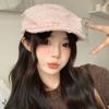 Сладкая и милая шляпа с цветком, универсальная для лица, маленький берет, осенняя шляпа, женская повседневная шляпа газетчика