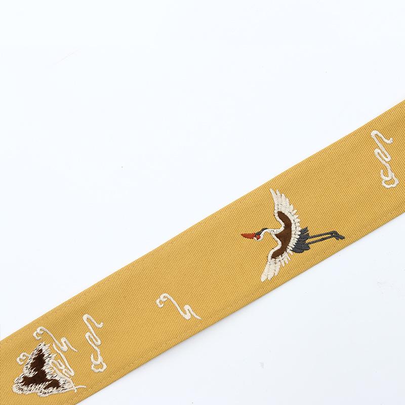 1M Vintage Chinese Crane Embroidered Jacquard Ribbon 6.5cm Trim Braid DIY Table Flag Trimmings Garment Hanfu Accessory Craft