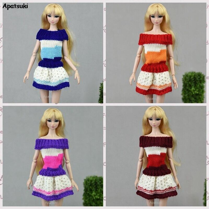 Вязаный вручную свитер ручной работы для куклы Барби, наряды, платье, 1/6, аксессуары для кукол, игрушки для детей, подарок