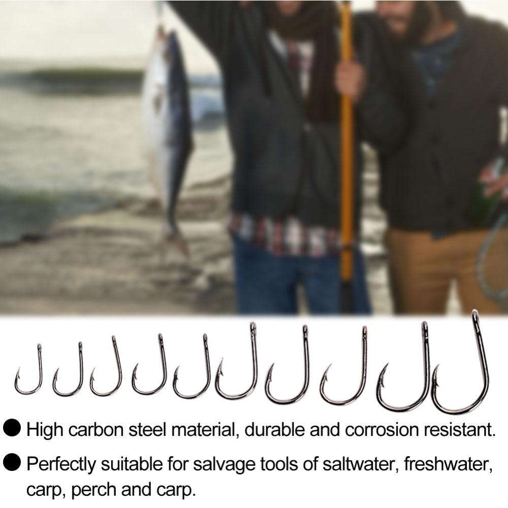 500PCS Sharpened Barb Fishing Hooks Set High Carbon Steel Fishing Hooks  Freshwater Fishing