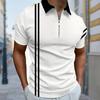 Мужская рубашка поло повседневная на молнии с коротким рукавом модная повседневная на молнии летняя весенняя рубашка обычного кроя с принтом 3D