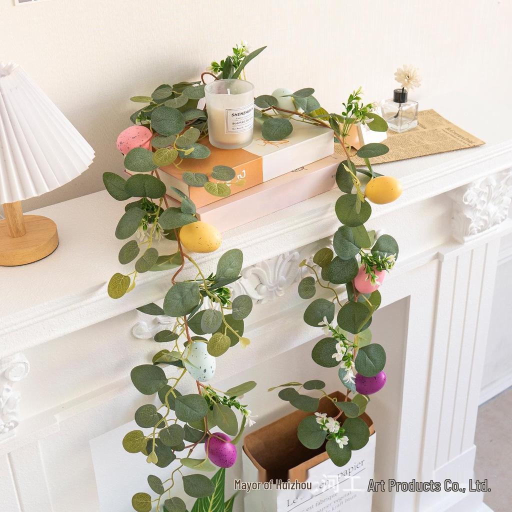 Пасхальное яйцо Эвкалипт Ротанг Декор для вечеринки Имитация Зеленые Лозы Подвесные для Дома Двери