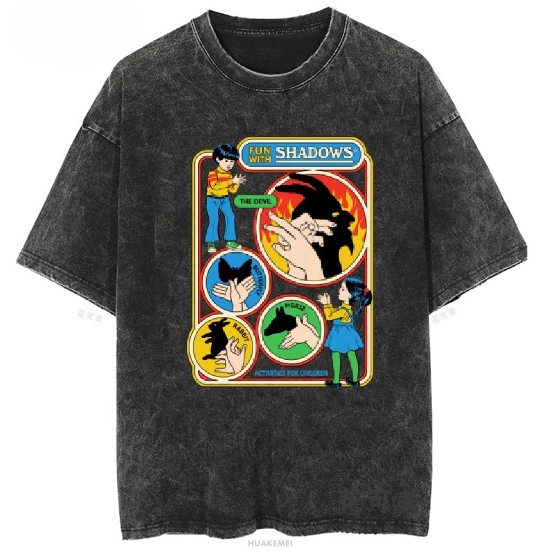 Серия комиксов ужасов Счастливого Рождества Мой первый огнемет Принт Футболки Винтажные выстиранные хлопковые футболки Подарочная одежда