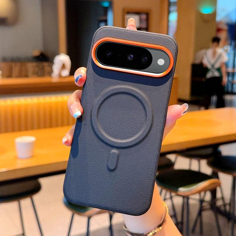 Phone Cases Google, Solid‑Color Faux‑Leather Magnetic Phone Case