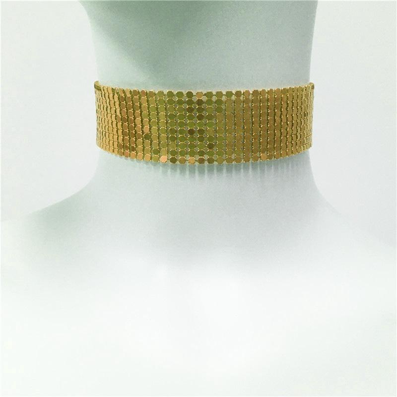 Модный орнамент чокер преувеличенное ожерелье хип-хоп пайетки панк-метал