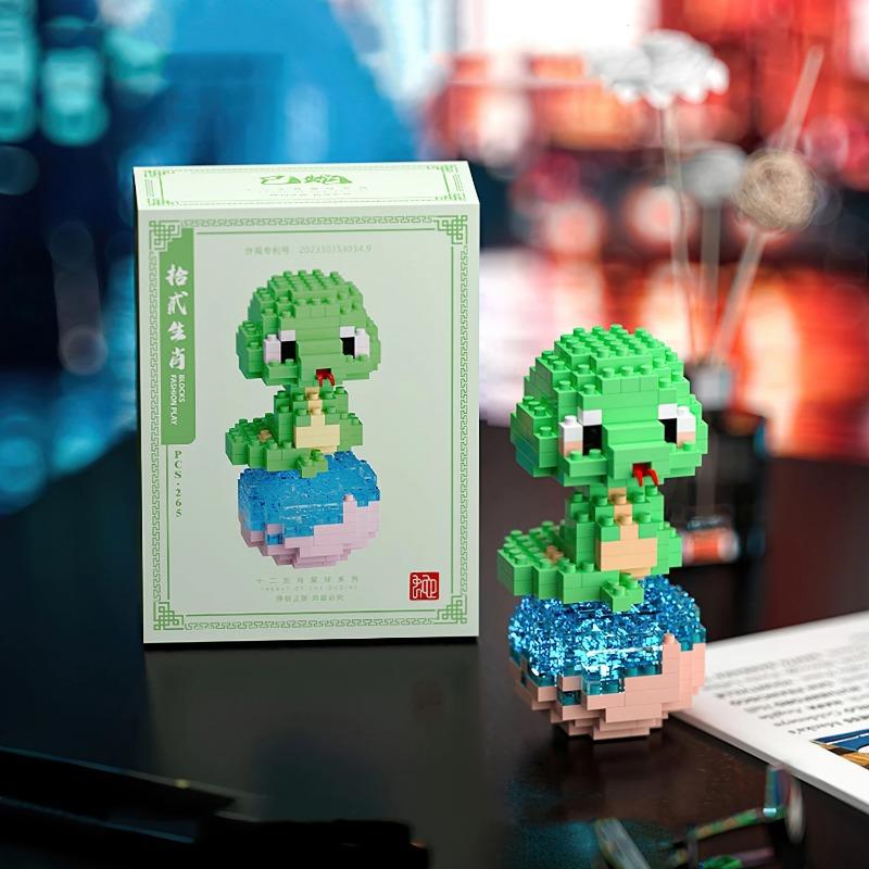 12 шт., строительные блоки с животными, серия «Двенадцать китайских знаков зодиака», кирпичи, тигры, драконы, блоки, игрушки для девочек и мальчиков, подарок