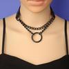 Goth Choker Necklace Faux Leather Gothic Choker Adjustable Metal O-Ring Chain Collar Cool Punk Emo Jewelry for Women Men