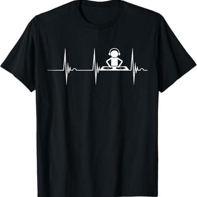 Футболка DJ Heartbeat ЭКГ Пульс Музыкальная Футболка Техно Танцевальная Рубашка