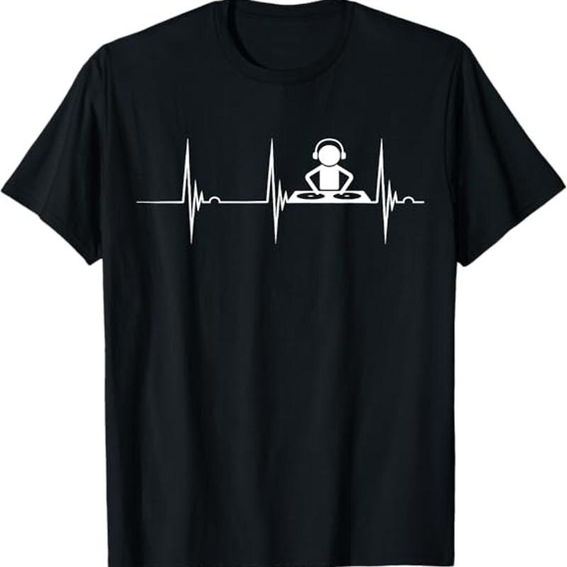 Футболка DJ Heartbeat ЭКГ Пульс Музыкальная Футболка Техно Танцевальная Рубашка