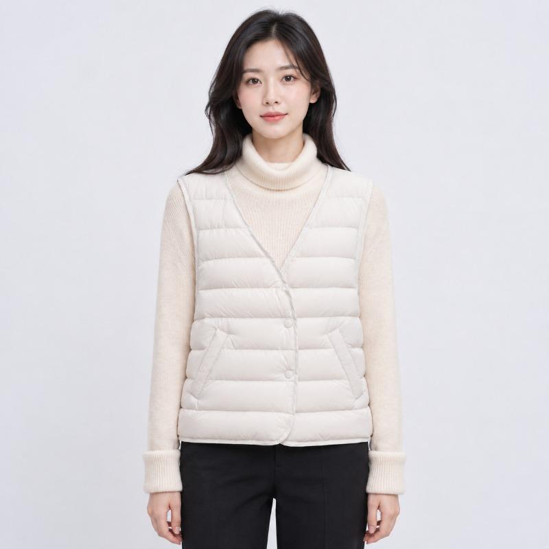 Chi New Goose Down Vest Women's Light Neck Down Liner Wear Short Vest in Autumn and Winter