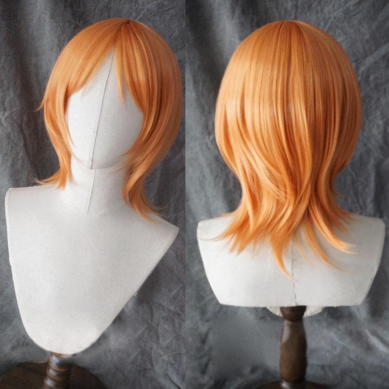 Professional Adult Nami Cosplay Wig 75cm Long Curly Wave Orange Heat Resistant Synthetic Hair Anime EVA Women Girl Wigs + Wig Cap