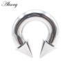 Alisouy 1PC Черный Шип Подкова Носовое Кольцо Stainelss Стальной Конус Большой Калибр Пирсинг Внутренняя Резьбовая Перегородка Ухо Расширитель Пробка