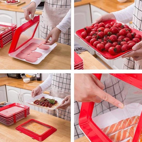 5 шт. креативных подносов для хранения продуктов, складные подносы для хранения продуктов с эластичной крышкой, сохраняют свежесть продуктов, многоцелевой контейнер для хранения продуктов