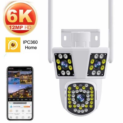 6K 12MP WiFi наружная камера 8-кратный зум три объектива AI отслеживание движения PTZ 4K видеокамера защита водонепроницаемое наблюдение