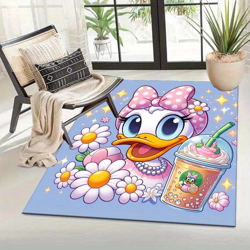 1pc Daisy Pattern Area Rug Soft Flannel Floor Mat for Living Room, Office, Bedroom, Outdoor and Camping, Sofa Coffee Table Floor Mat, Decora