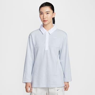 Women's Polo Shirts Women's Light Gray Blue Polo Collar Moderate Straight Fit