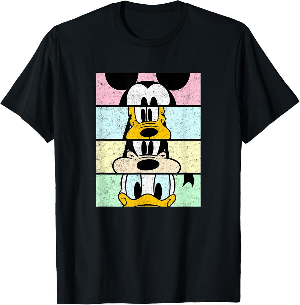 Fashion Mickey and Friends Group Comic Panels Distressed T-Shirt Unisex