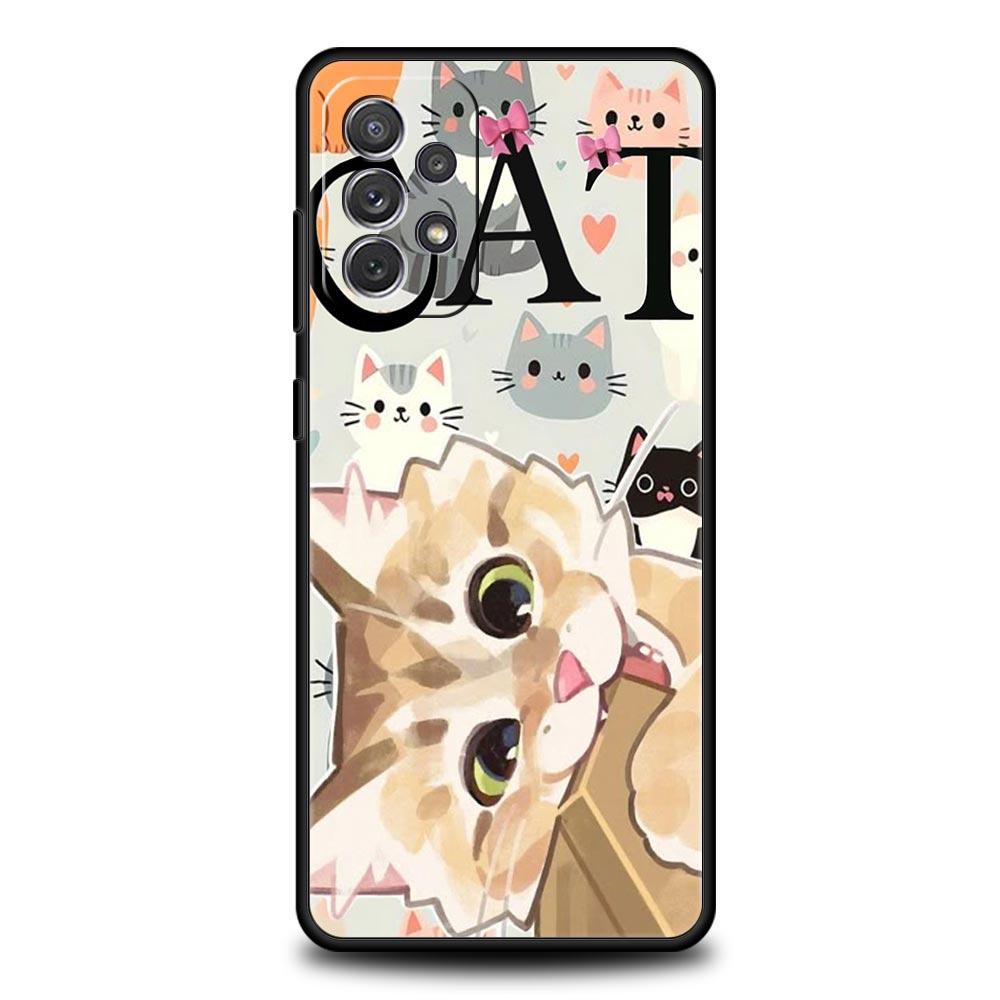 Абстрактный Креативный Кот Линия Чехол для Телефона для Samsung Galaxy A55 A35 A17 A07 A15 A13 A25 A51 A71 A72 A73 A32 A52 A52S A41 Мягкий ТПУ