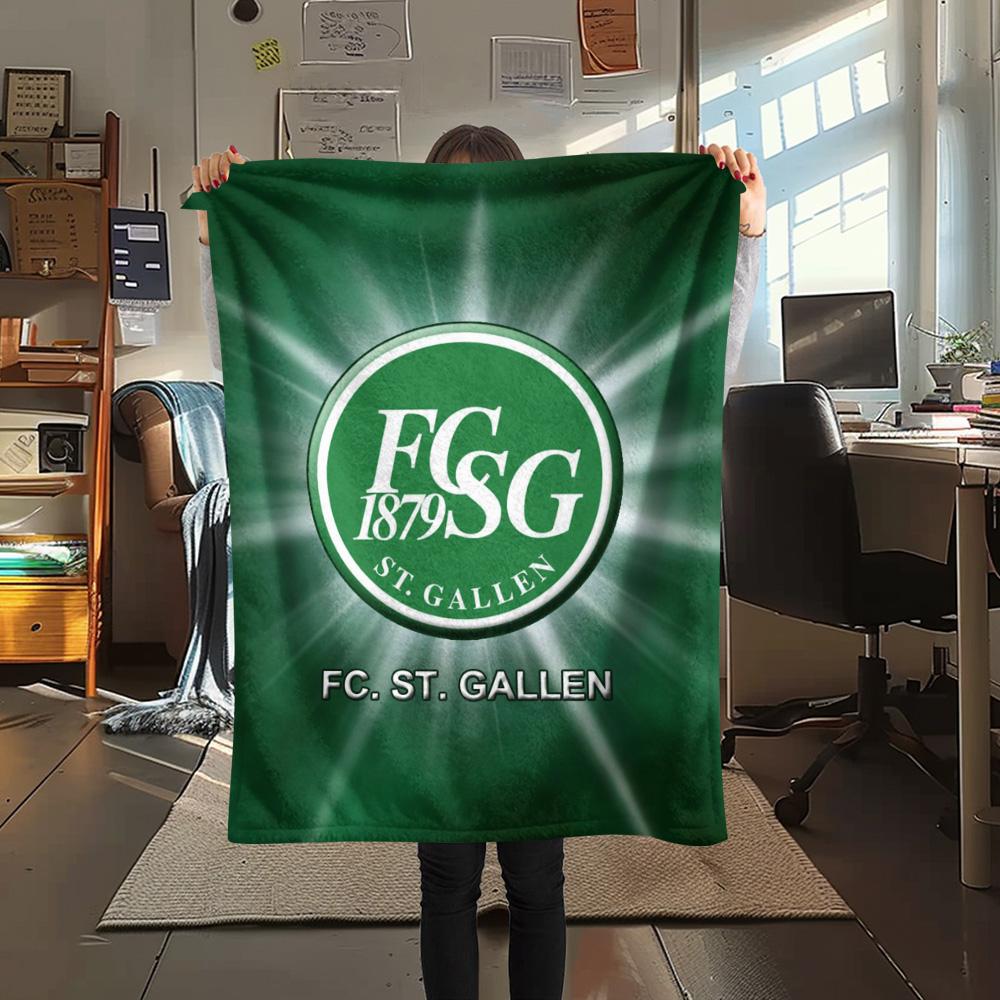 1Pc FC St. Gallen Print Flannel Blanket High Quality Warm Comfortable Cover for All Seasons Perfect for Gifts Home Decor