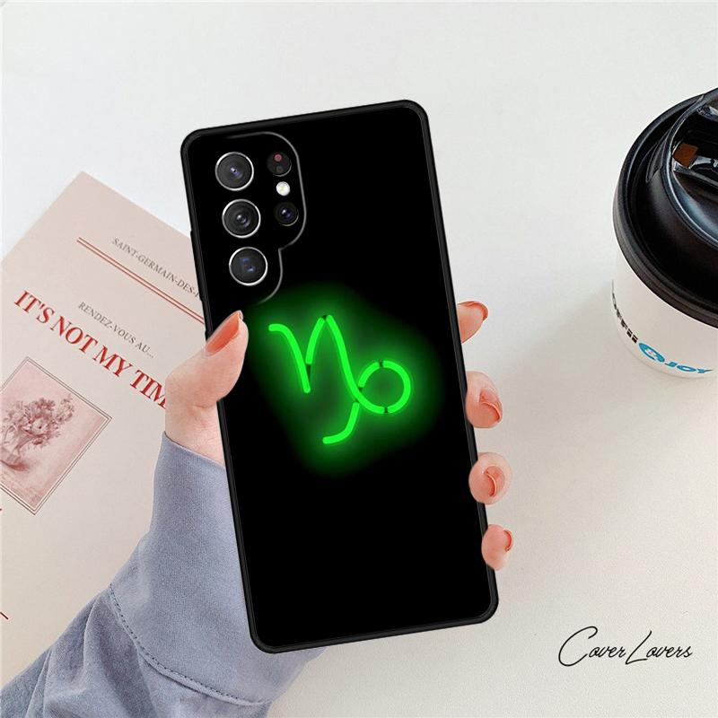 Чехол для телефона с неоновыми знаками зодиака Для Samsung Galaxy S24 S25 S23 S22 Ultra Note 10 20 Plus S20 S21 FE Чехол