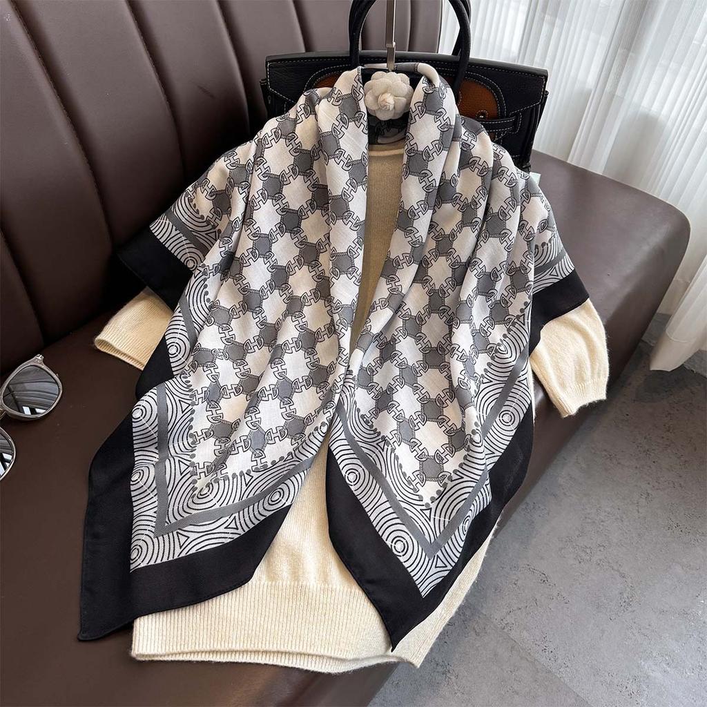 Square Scarf Headscarf Retro Imitation Wool Fashion Scarf Scarf Scarf Dual-purpose Shawl Scarf Spring and Summer Women