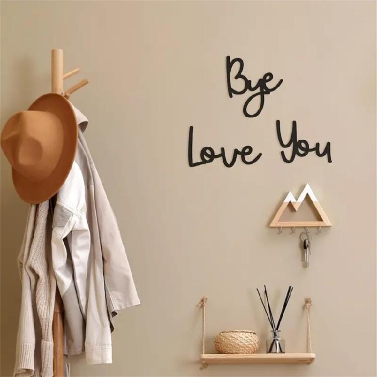1 Set Love You Bye Wood Sign Black Wall Plaques Decors for Couples and Family Front Door Entryway Aesthetic Decoration