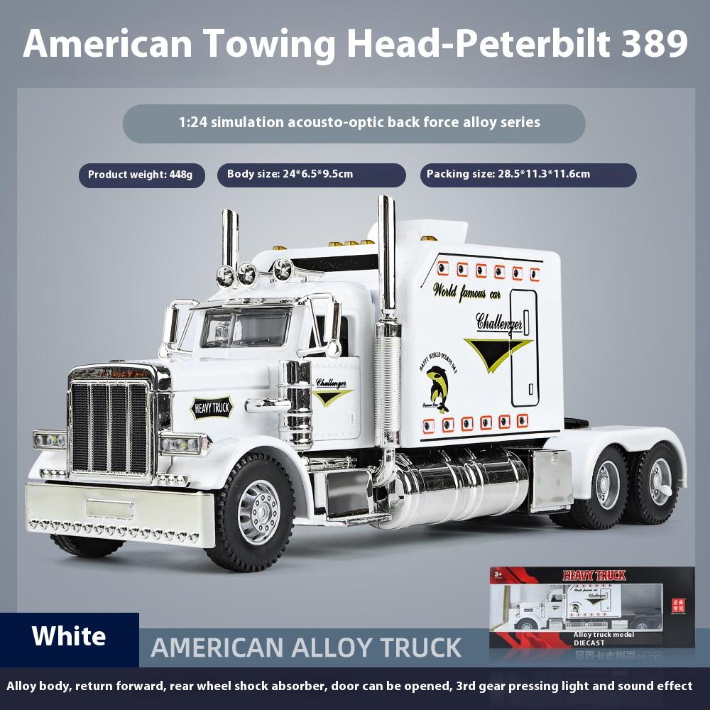 1:24 Peter Bilt 389 Модель полуприцепа Трейлера Звук и Свет Симуляция Возвратной Силы Металлическая Игрушечная Машина Мальчик Сплав Автомобиль Украшение Подарок