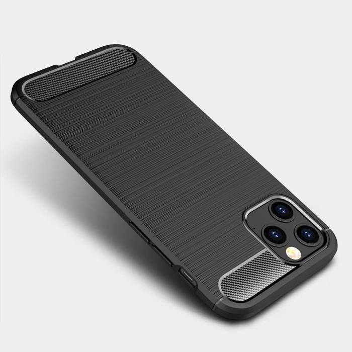 Coque Silicone - E.F.CONNECTION - pour iPhone 12 Pro - Antichoc - Résistant aux rayures - Noir