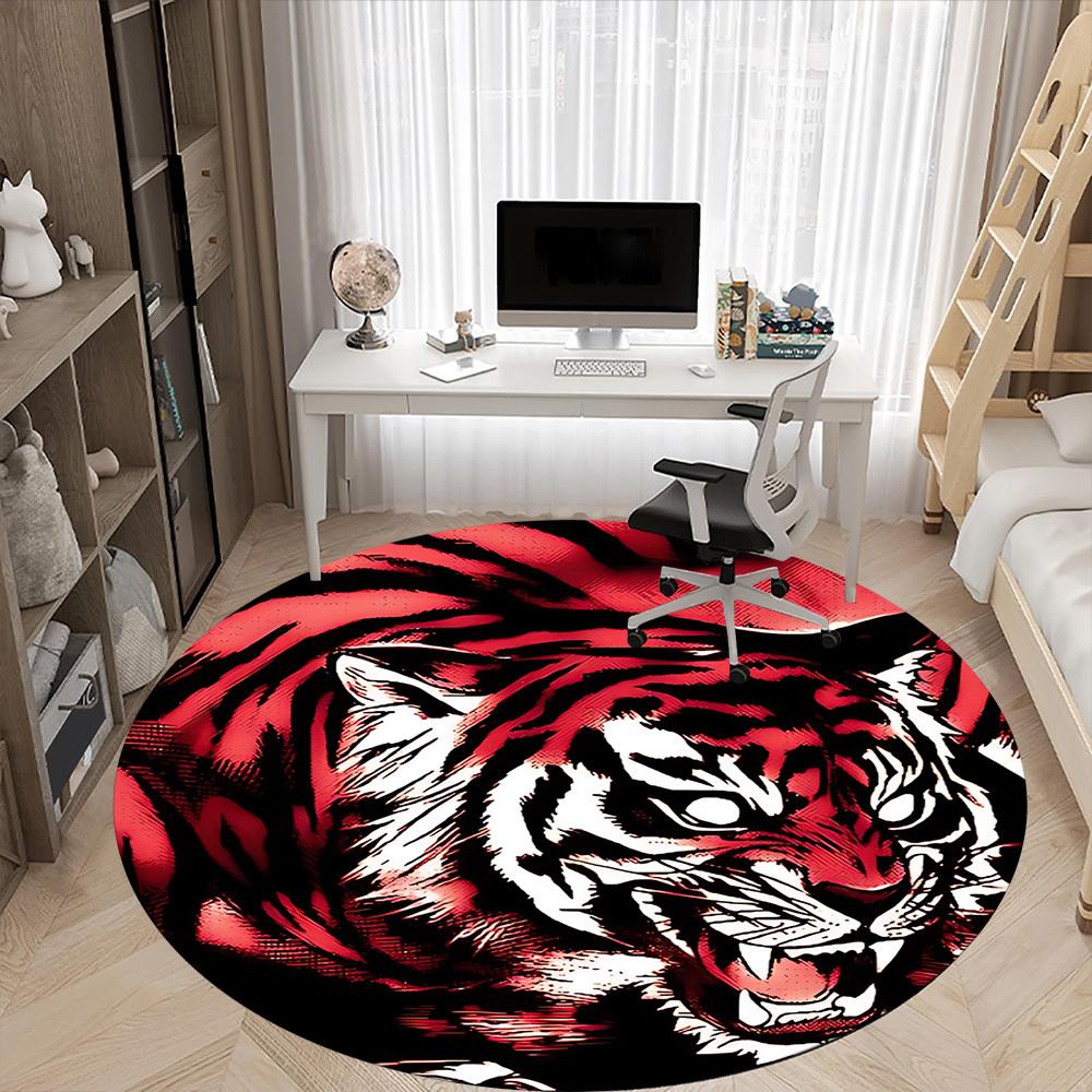 1pc Tiger Print Chair Carpet for Office, Soft Flannel Throw Mat, Perfect for Office,Holiday Party Decoration Choice yy251113090