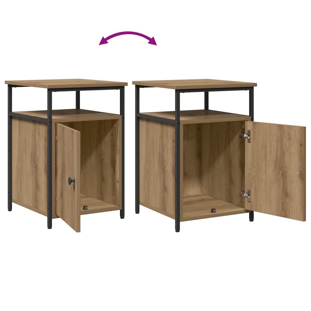 Nightstand with Drawers Artisan Oak Wood Based Material