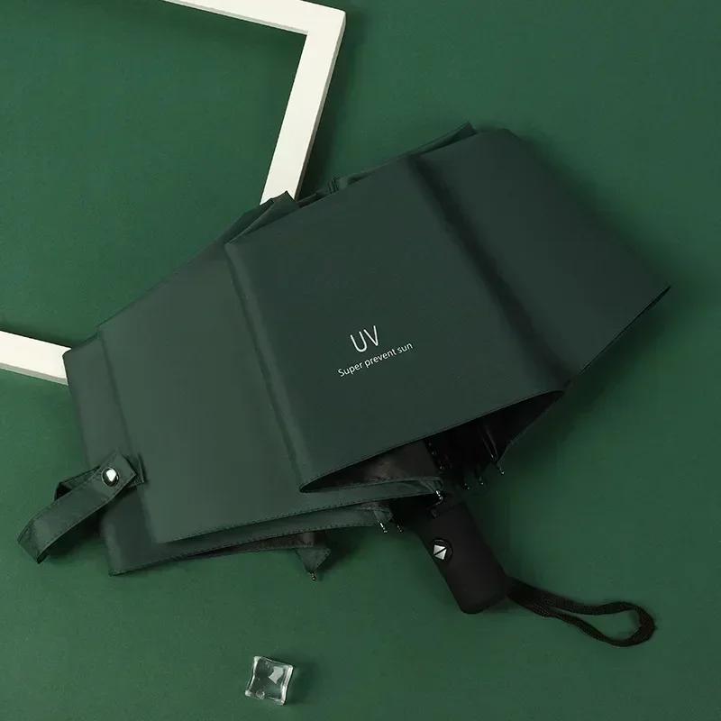 Ultra Light Folding Umbrella Solid Color Sun Protection Umbrellas Automatic Portable 8 Bone Windproof And Uv Resistant Umbrellas