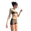 European and American style split swimsuit women's bikini high sense retro striped sexy tube top high waist flat angle swimsuit