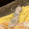 2024 New Butterfly Crystal Sandals Thick Heel Strap Round Toe Buckle Sandals Sexy Party Shoes Summer Ladies Elegant Sandals