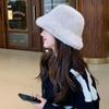 Fashion Plush Fisherman Hat Women's Models Winter Versatile Warm Big Head Circumference Show Face Small Pot Hat