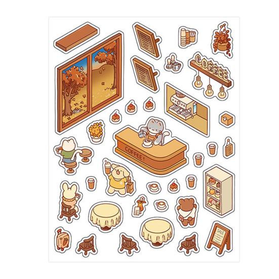 Наклейки для ландшафтного дизайна своими руками 3D Flower Room Cat Cafe Brown Bakery Library Themes Landscape design Sticker Устойчивые к разрывам поверхностные наклейки