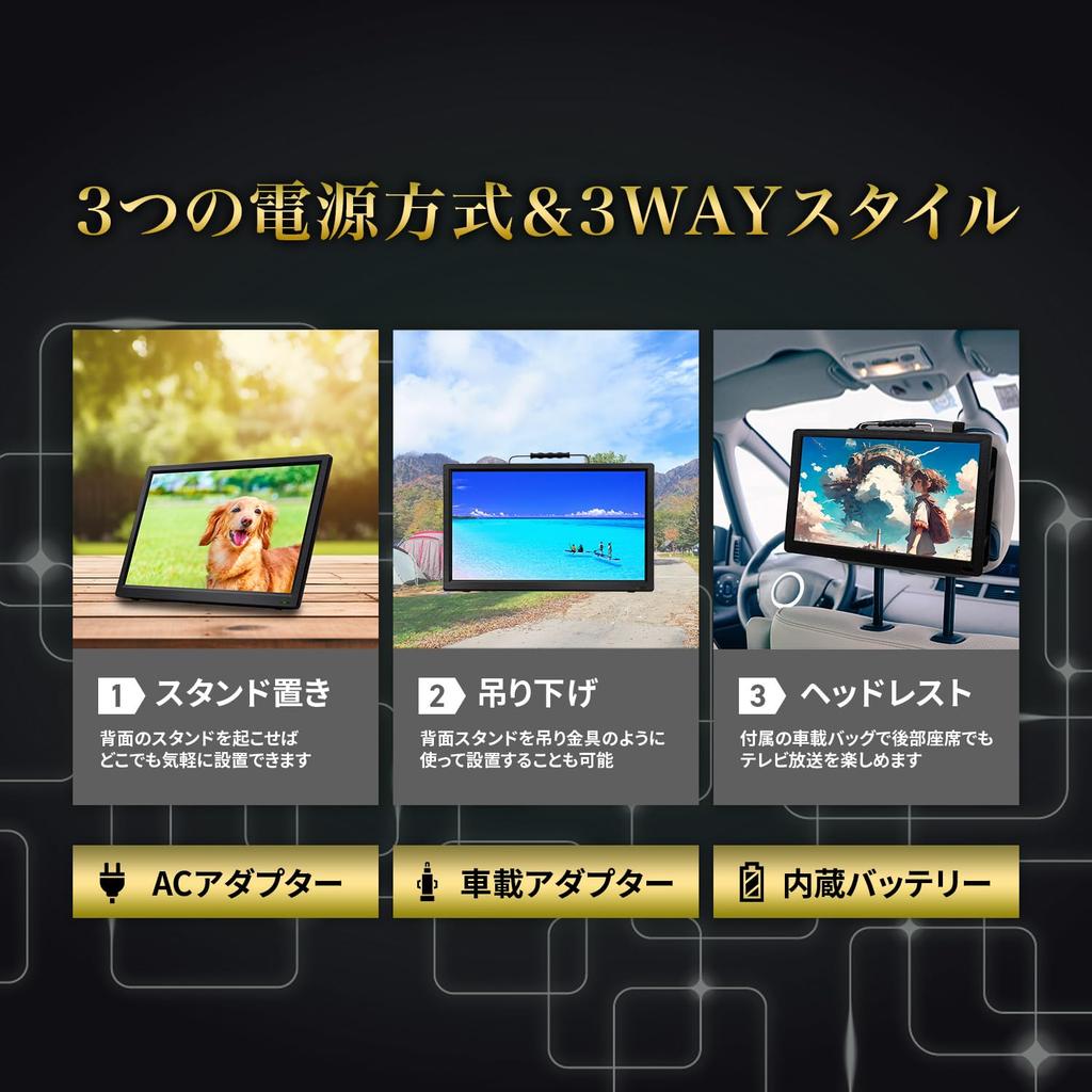 Портативный телевизор Tokyo Deco с записью DVD, большой ЖК-дисплей, автомобильное крепление с поддержкой 3 источников питания, автомобильное питание, совместимый с ПК, телевизор 15,6-дюймовый плеер,